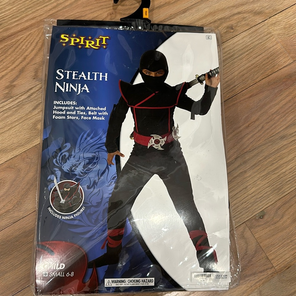 SPIRIT HALLOWEEN NINJA COSTUME SIZE SMALL 6-8